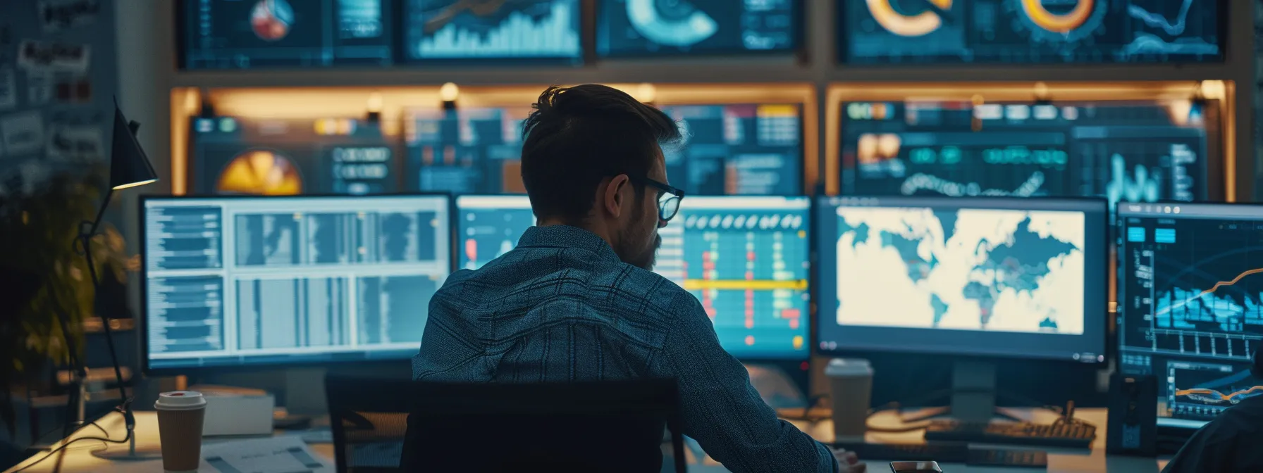 a dynamic office space showcases a focused marketing professional engaging in strategic digital outreach, surrounded by a vibrant display of local publications and a computer screen filled with analytics, emphasizing the importance of local link building for enhanced seo.